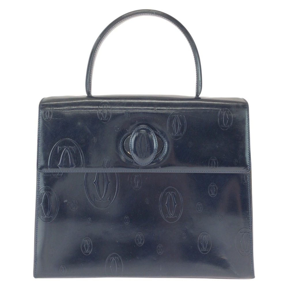 CARTIER Cartier Vintage Happy Birthday Navy Dark Patent Leather Handbag for W...